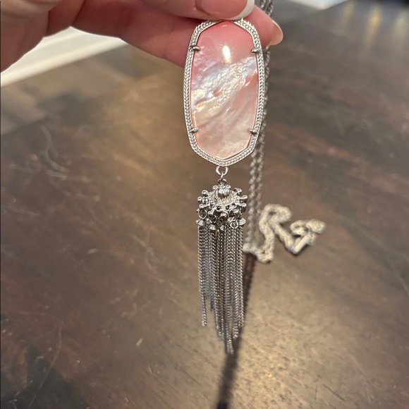 Kendra Scott Silver Necklace with Pink Pendant - Picture 2 of 2